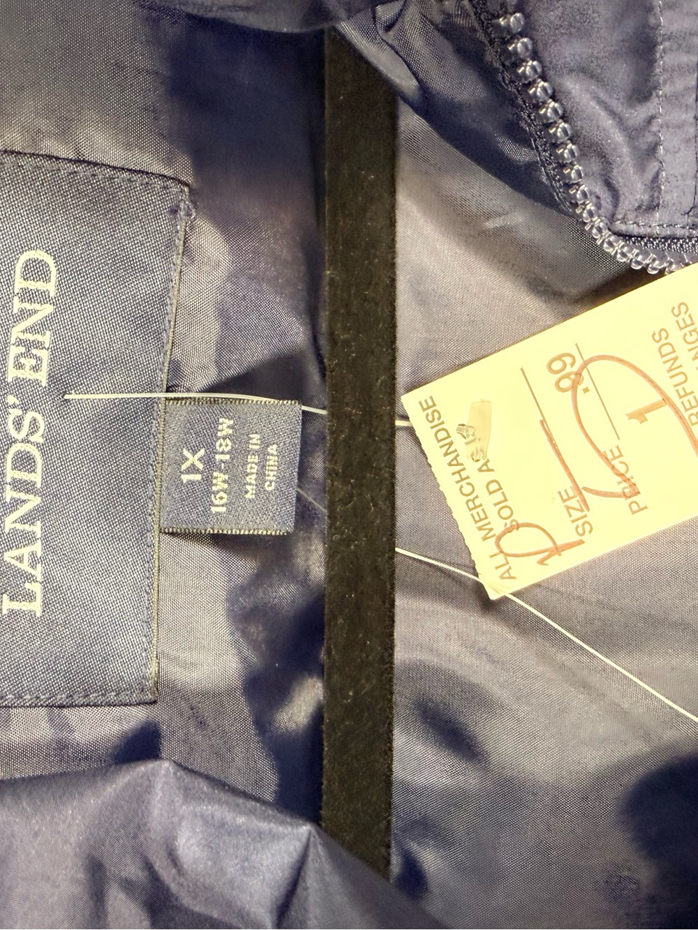 Lands’ End Women’s 1X Quilted Puffer Vest Navy Blue